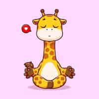 Gratis vector leuke giraffe meditatie yoga cartoon vector pictogram illustratie dierlijke sport pictogram concept geïsoleerd