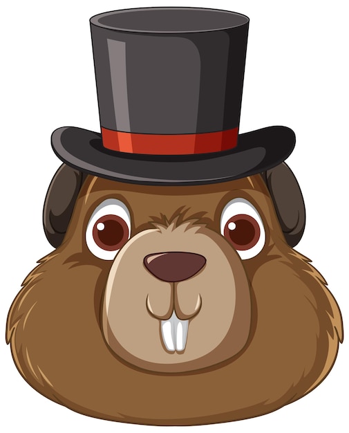 Gratis vector leuke groundhog cartoon met een hoed.