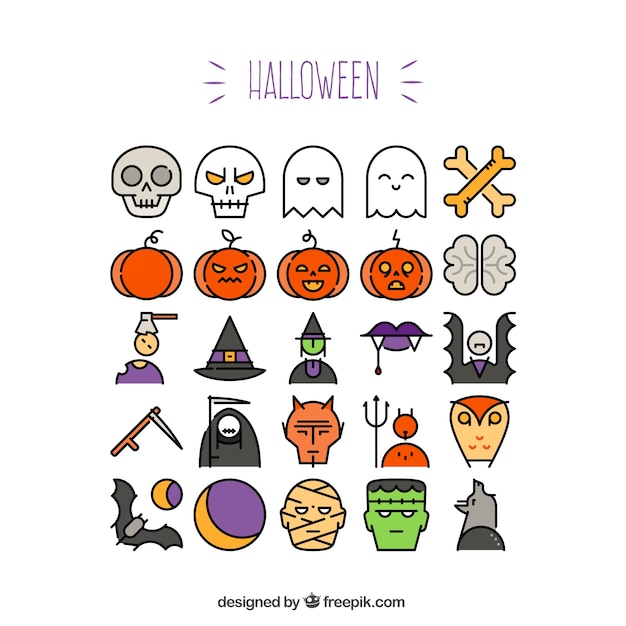 Gratis vector leuke halloween iconen