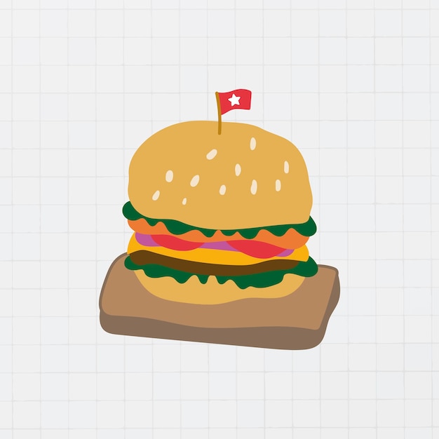 Leuke hamburger doodle sticker vector