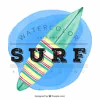 Gratis vector leuke hand beschilderde surf aquarel achtergrond