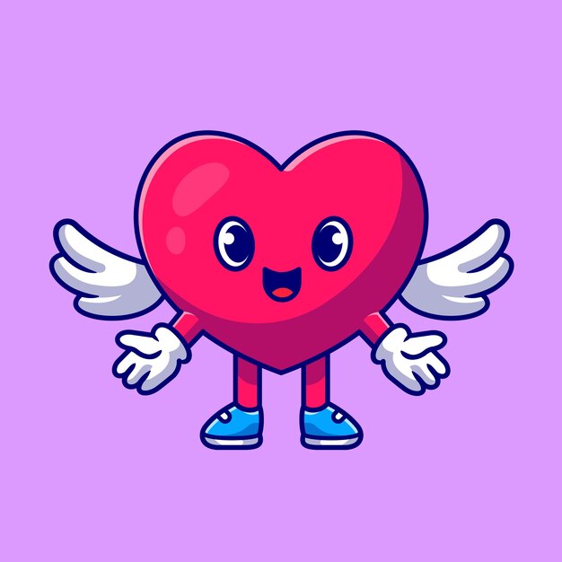Leuke hart engel liefde Cartoon pictogram illustratie.