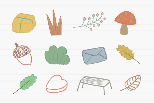 Leuke herfst doodles icon set