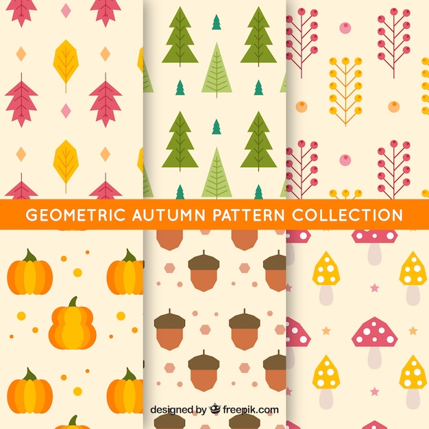 Gratis vector leuke herfst patroon collectie