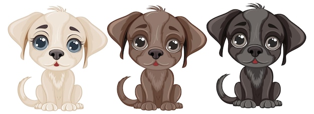 Gratis vector leuke hond cartoon tekenset