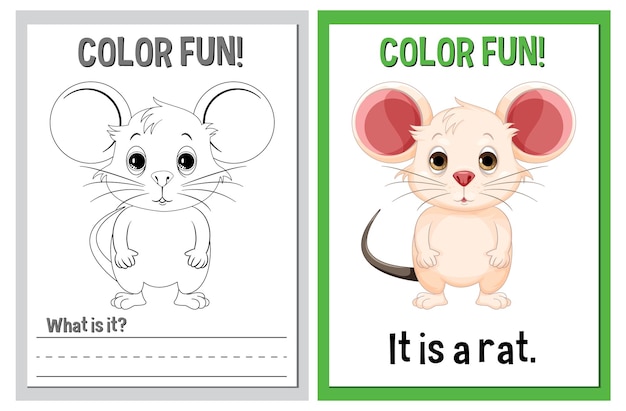 Gratis vector leuke illustraties met kleuren voor het onderwijs over ratten