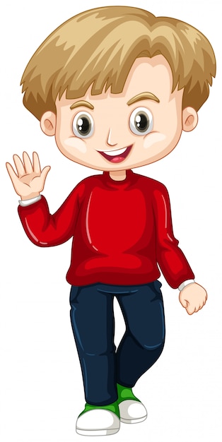 Gratis vector leuke jongen zwaaiende hand