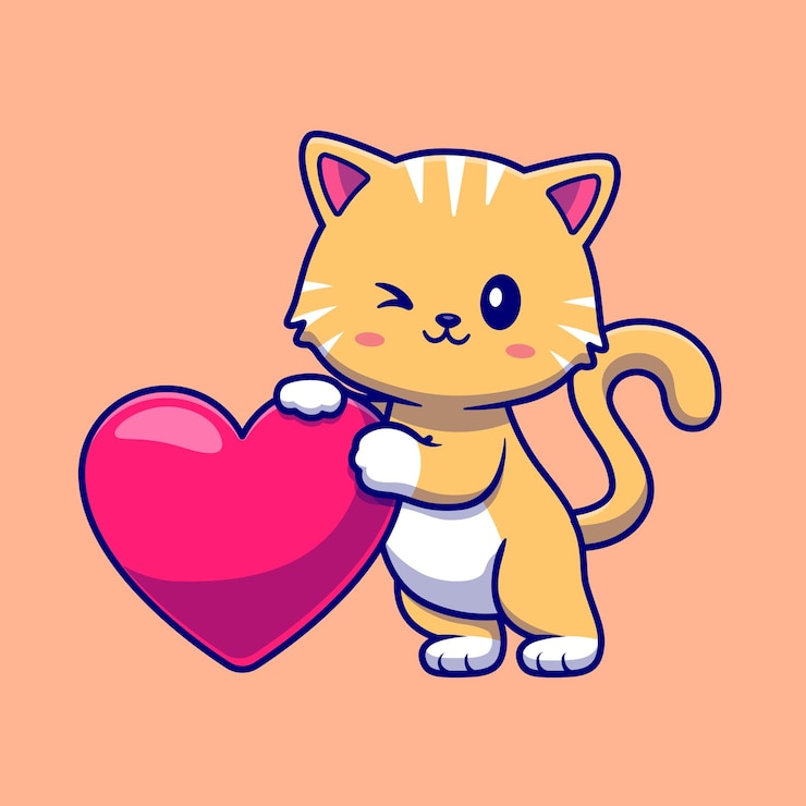 Gratis Vector leuke kat die liefde houdt ballon cartoon vector icon illustratie dier natuur icon geïsoleerd vlak