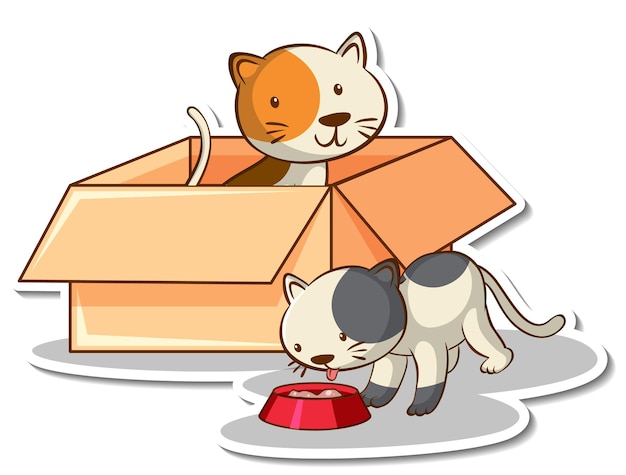 Leuke kat in de doos-sticker