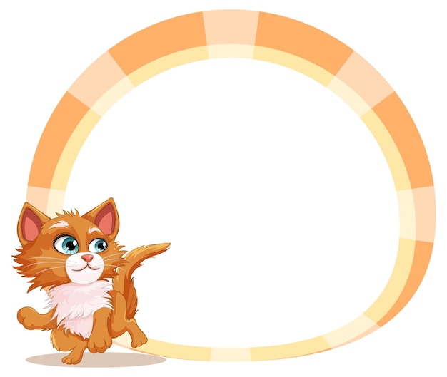 Gratis vector leuke kat op een lege cirkelbanner.