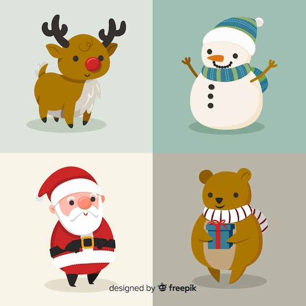 Gratis vector leuke kerst tekens collectie