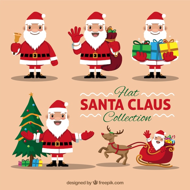 Gratis vector leuke kerstman pak met voorwerpen