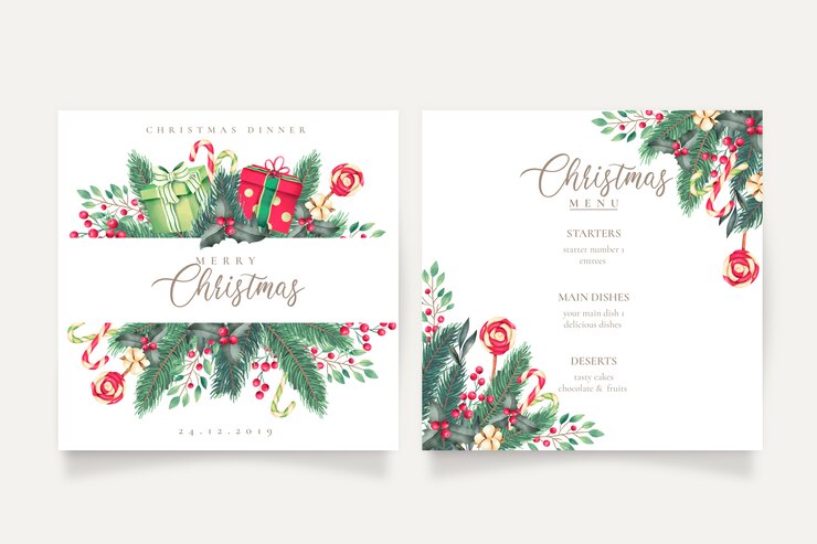 Gratis Vector leuke kerstmenu en kaartsjabloon