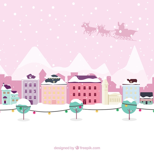 Gratis vector leuke kerststad achtergrond