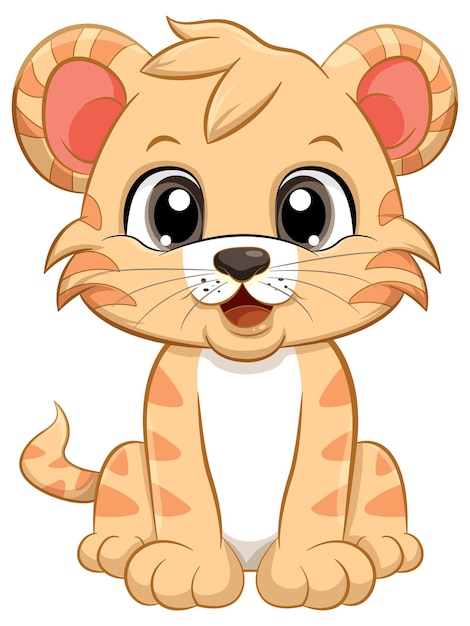 Gratis vector leuke kleine tijger cartoon personage