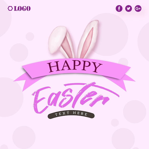 Leuke Kleurrijke Happy Easter Sale Poster Banner Roze Paarse Achtergrond Met Eieren Gratis Vector