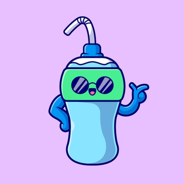 Leuke koele fles drinken cartoon vectorillustratie pictogram. drink object icon concept geïsoleerd premium