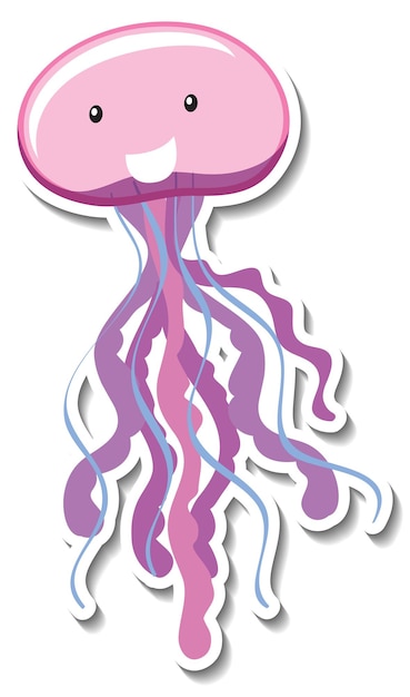 Gratis vector leuke kwallen stripfiguur sticker