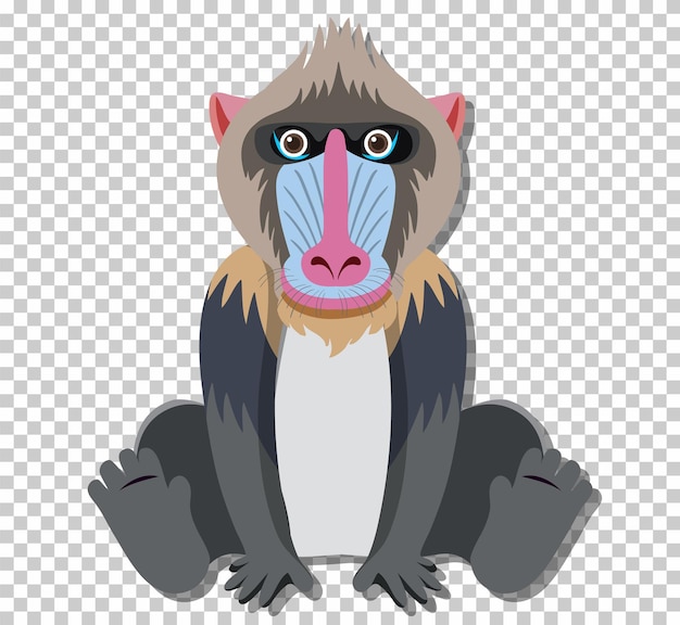 Gratis vector leuke mandril in platte cartoonstijl