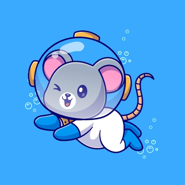 Gratis vector leuke muis duiker cartoon vector icon illustratie. dierlijke sport icon concept geïsoleerd premium plat