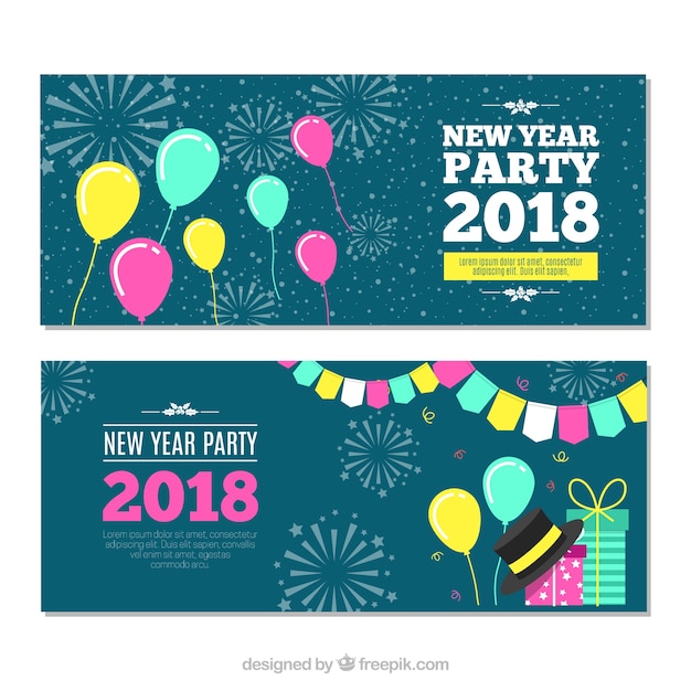 Gratis vector leuke nieuwe jaar 2018 feestbanners
