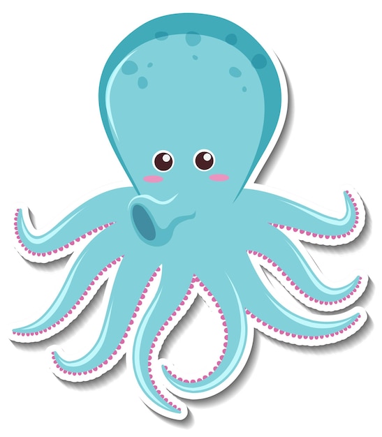 Gratis vector leuke octopus stripfiguur sticker