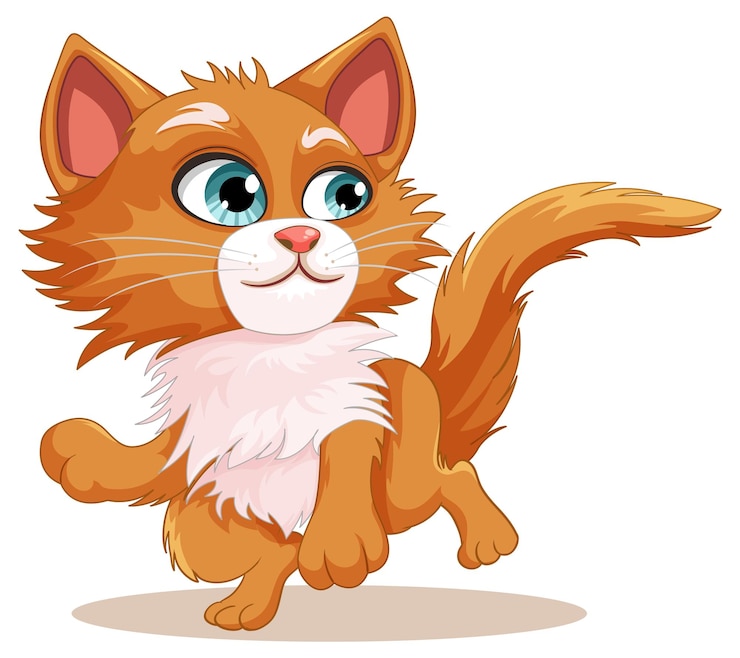 Gratis Vector leuke oranje kat cartoon geïsoleerd