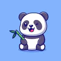 Gratis vector leuke panda met bamboe