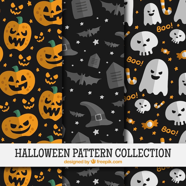 Gratis vector leuke patronen van de viering van halloween