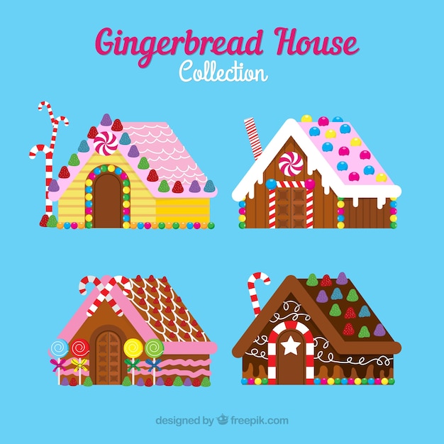 Gratis vector leuke peperkoek huis set