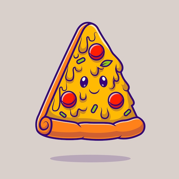 Gratis vector leuke pizza slice gesmolten cartoon vectorillustratie pictogram. voedsel object pictogram concept geïsoleerd premium