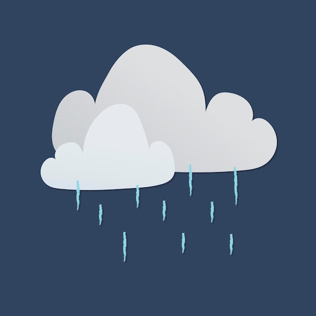 Gratis vector leuke regenachtige wolk sticker, afdrukbare weer clipart vector