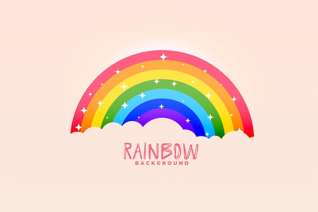 Leuke regenboog en wolken roze modieus ontwerp als achtergrond