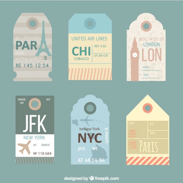 Gratis vector leuke reis labels in vintage stijl