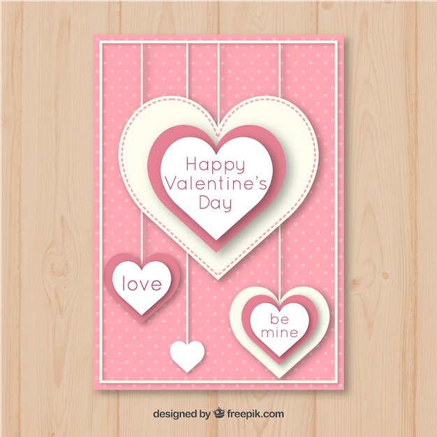 Gratis vector leuke roze valentine poster sjabloon