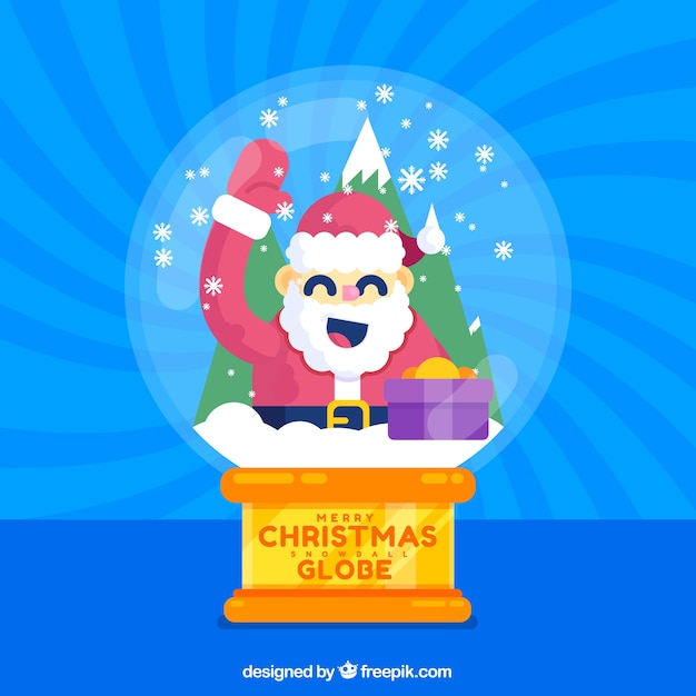 Gratis vector leuke santa claus sneeuwbal achtergrond