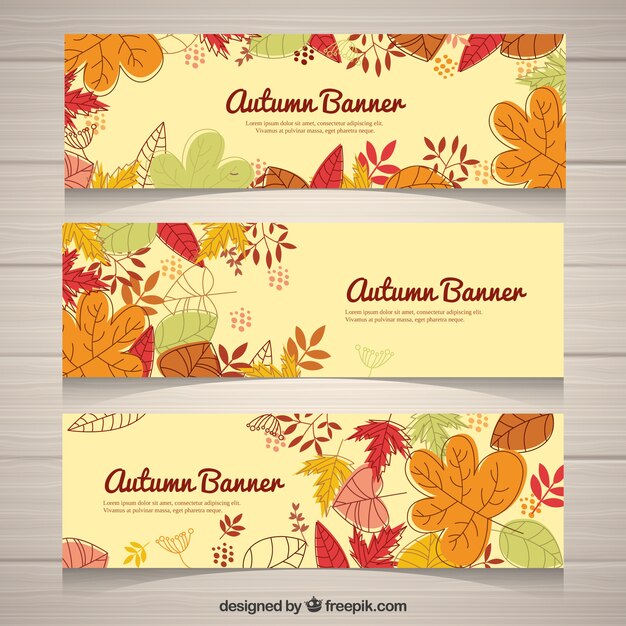 Leuke set hand getekende banners voor de herfst