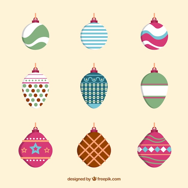 Gratis vector leuke set kerstballen