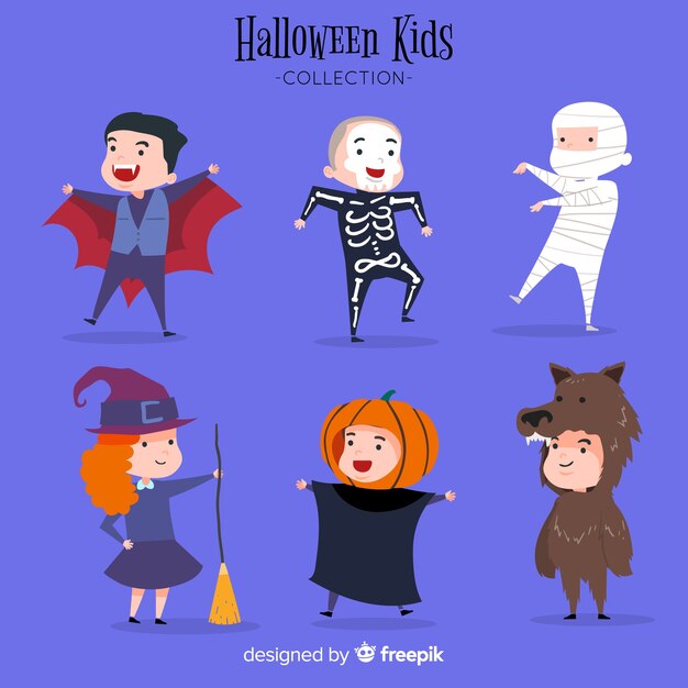 Leuke set van halloween kinderen tekens