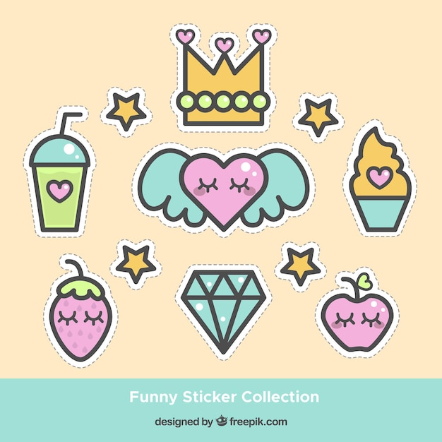 Gratis vector leuke sticker collectie