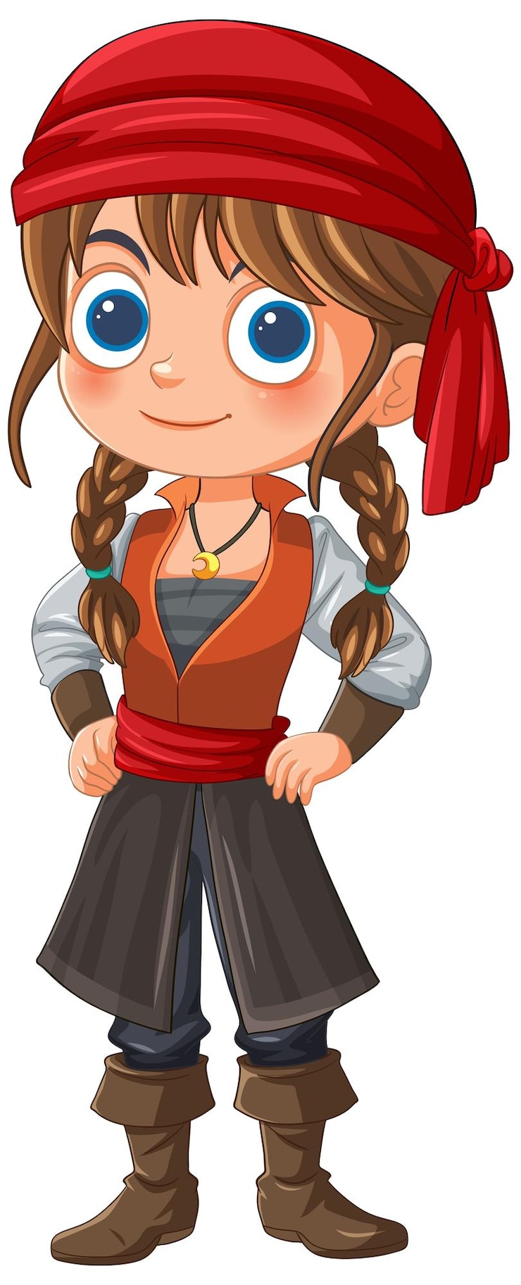 Gratis Vector leuke tekenfilm piratenmeisje illustratie