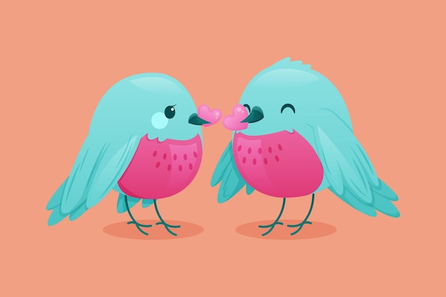 Gratis vector leuke valentijnsdag vogels paar