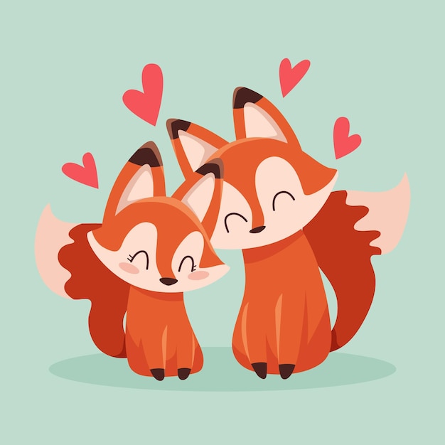 Leuke valentijnsdag vossen paar