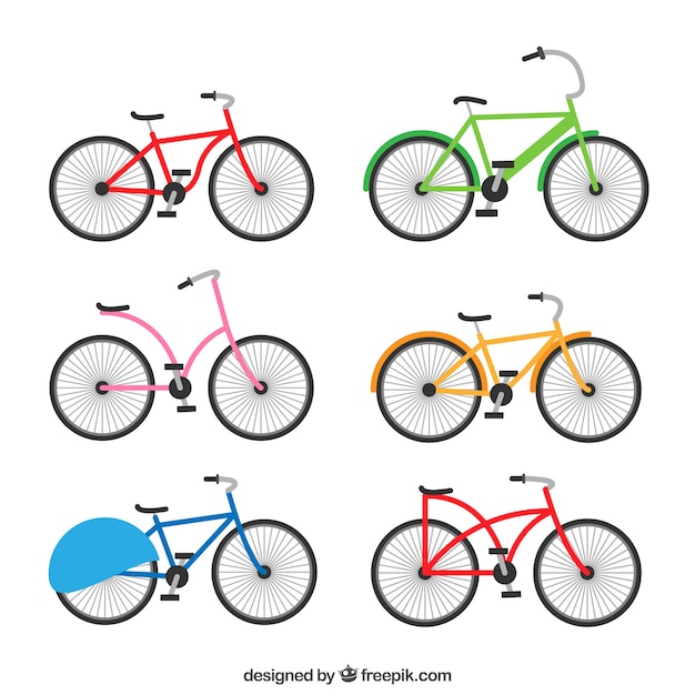 Gratis vector leuke varieteit van platte fietsen