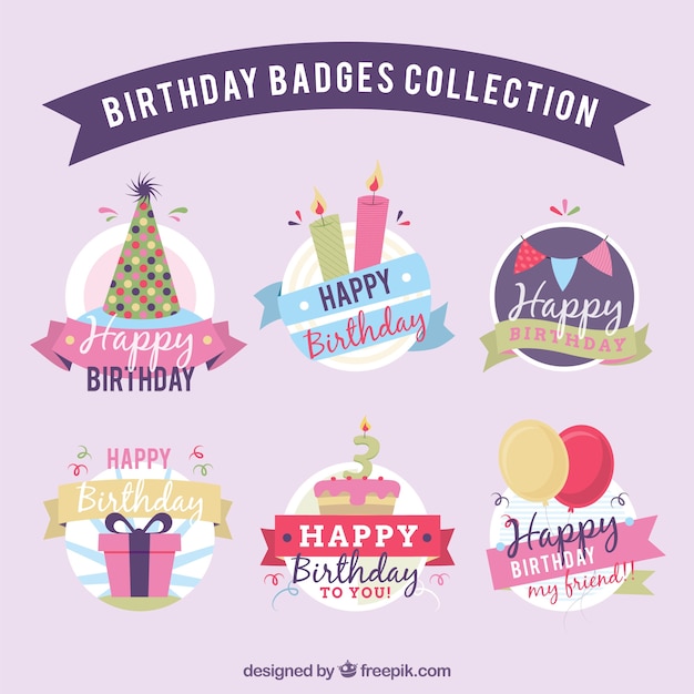 Gratis vector leuke verjaardag badges