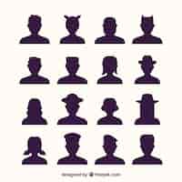 Gratis vector leuke verscheidenheid aan silhouet avatars