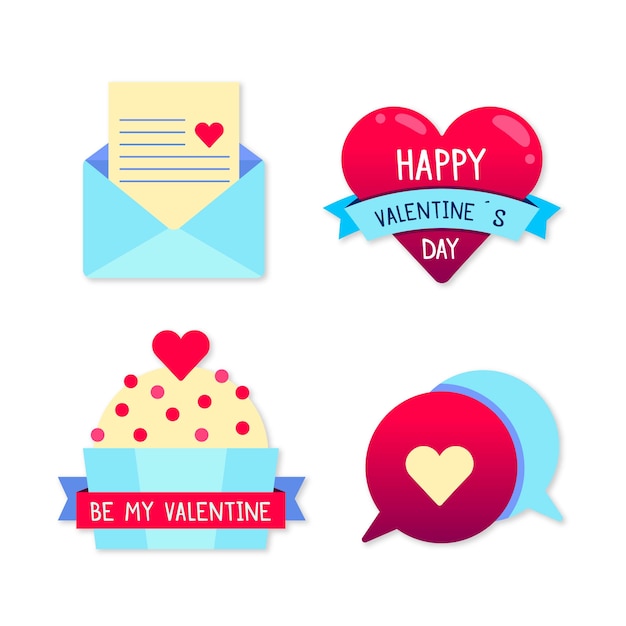 Gratis vector leuke verzameling badges voor valentijn dag