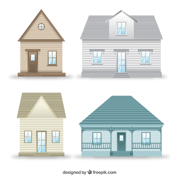 Gratis vector leuke verzameling huizen in zachte kleuren