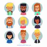 Gratis vector leuke verzameling van gelukkige avatars