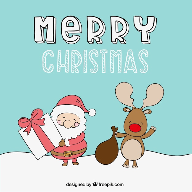 Gratis vector leuke vrolijke kerst illustratie